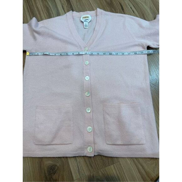 Talbots cashmere light pink button front cardigan sz P fit small - Picture 6 of 7